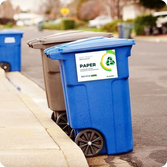 Paper recycling bin placed at the curb