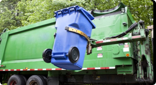 Waste truck emptying the trash bin
