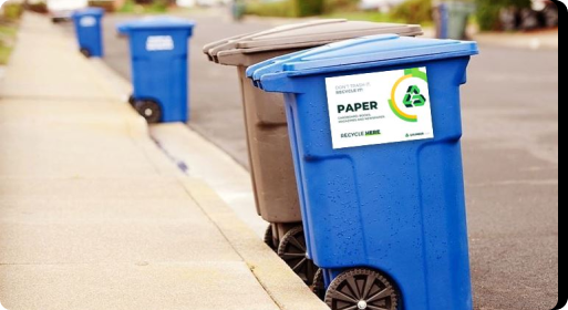 Grunber paper recycling bin placed at the curb
