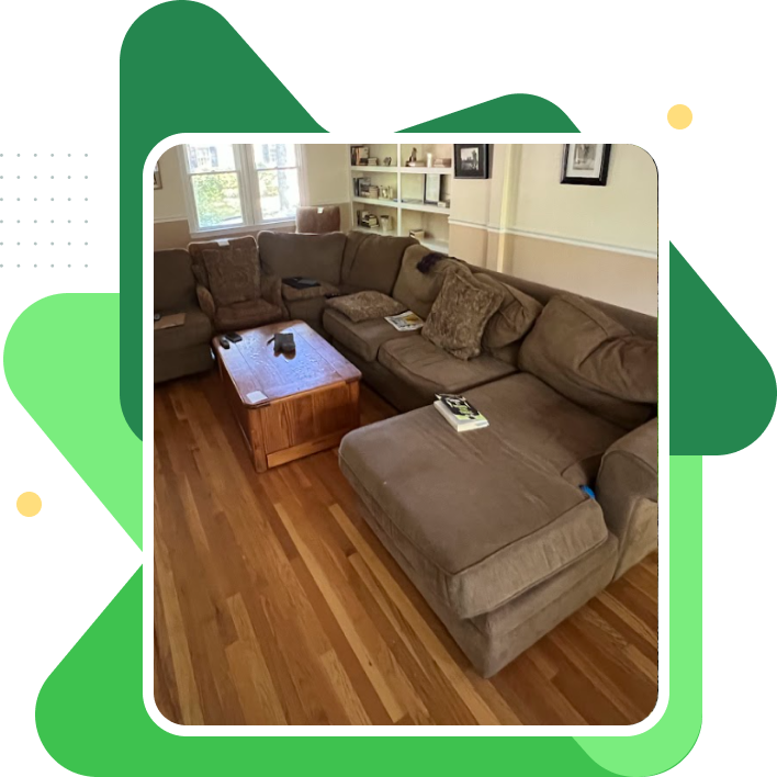 Sectional brown sofa in a living room