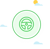 Green steering wheel logo