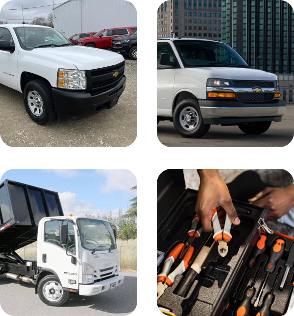 Truck, pickup truck and tools